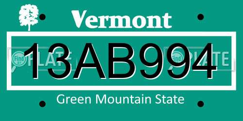 13AB994 Vermont License Plate
