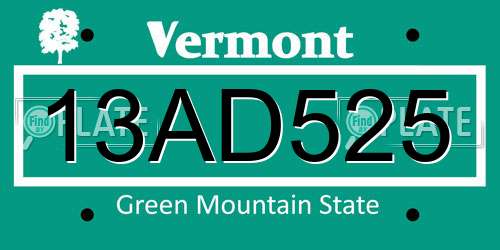 13AD525 Vermont License Plate