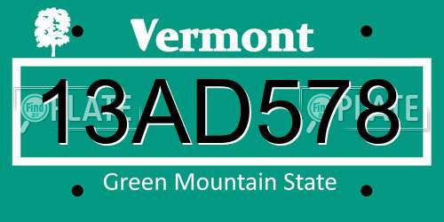 13AD578 Vermont License Plate