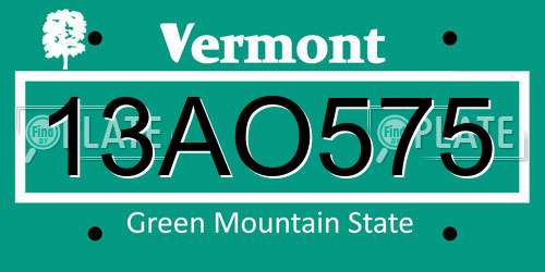 13AO575 Vermont License Plate