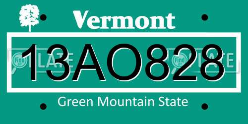 13AO828 Vermont License Plate