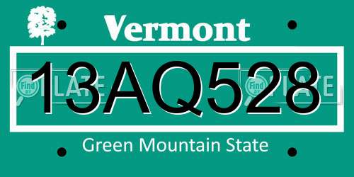 13AQ528 Vermont License Plate
