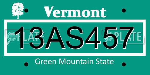 13AS457 Vermont License Plate