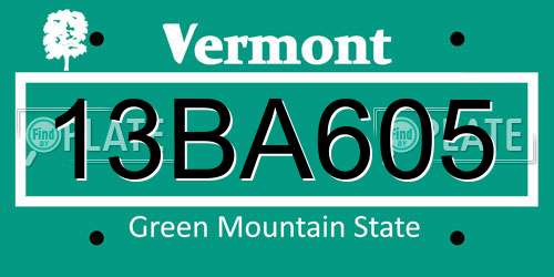 13BA605 Vermont License Plate