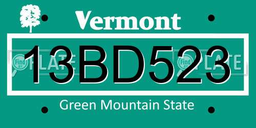 13BD523 Vermont License Plate