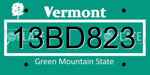 13BD823 Vermont License Plate