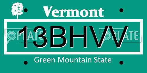 13BHVV Vermont License Plate