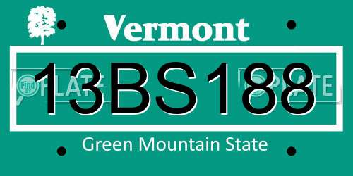 13BS188 Vermont License Plate