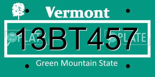 13BT457 Vermont License Plate