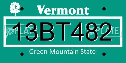 13BT482 Vermont License Plate