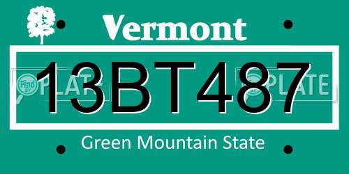 13BT487 Vermont License Plate