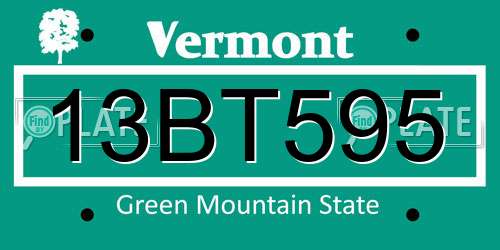 13BT595 Vermont License Plate
