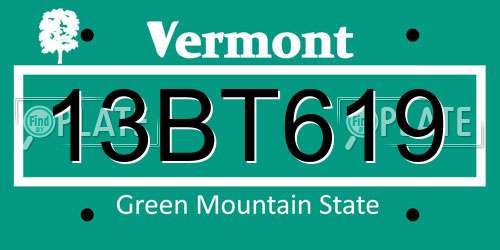 13BT619 Vermont License Plate