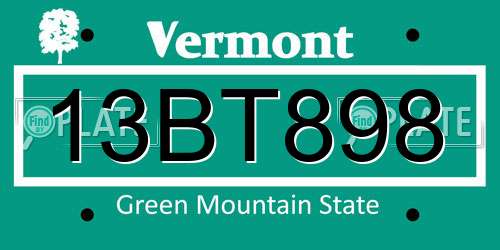 13BT898 Vermont License Plate