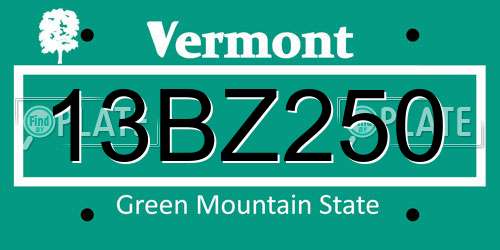 13BZ250 Vermont License Plate