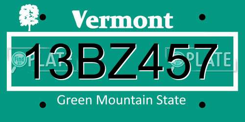 13BZ457 Vermont License Plate