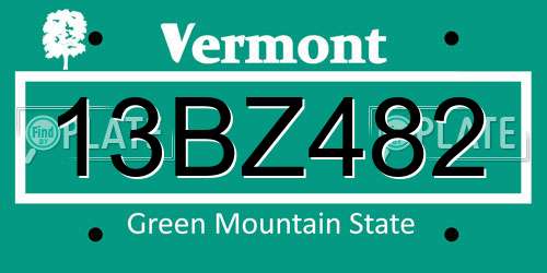 13BZ482 Vermont License Plate