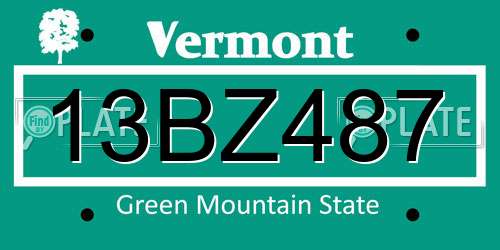 13BZ487 Vermont License Plate