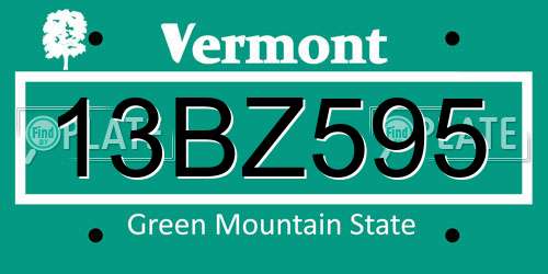 13BZ595 Vermont License Plate