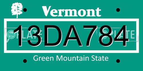 13DA784 Vermont License Plate
