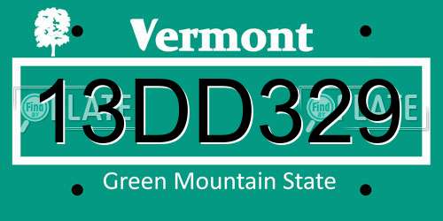 13DD329 Vermont License Plate