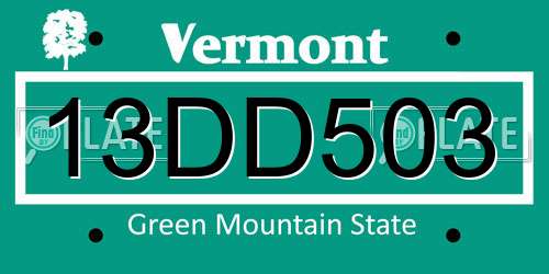 13DD503 Vermont License Plate