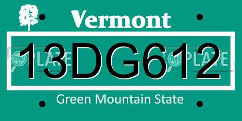 13DG612 Vermont License Plate