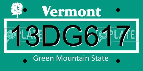 13DG617 Vermont License Plate