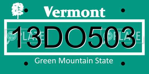 13DO503 Vermont License Plate