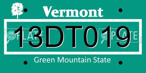13DT019 Vermont License Plate