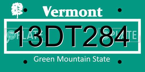 13DT284 Vermont License Plate