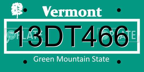 13DT466 Vermont License Plate