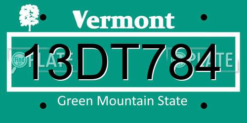 13DT784 Vermont License Plate