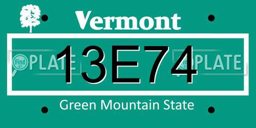 13E74 Vermont License Plate