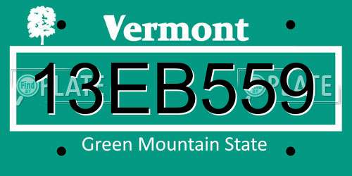 13EB559 Vermont License Plate
