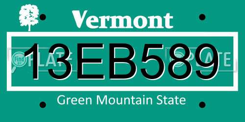 13EB589 Vermont License Plate