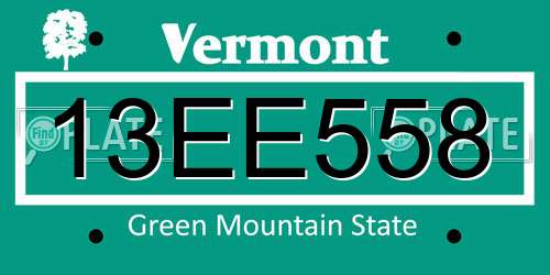13EE558 Vermont License Plate