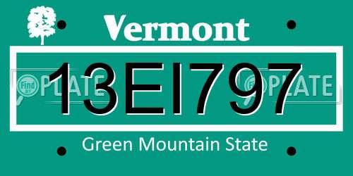 13EI797 Vermont License Plate