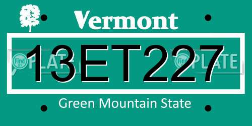 13ET227 Vermont License Plate