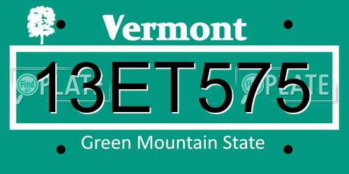 13ET575 Vermont License Plate