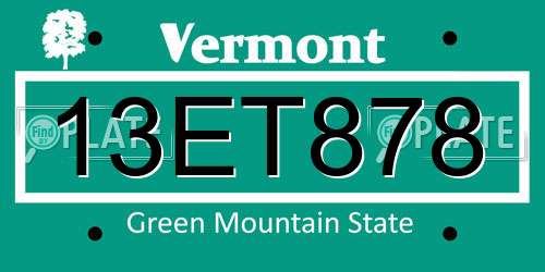 13ET878 Vermont License Plate