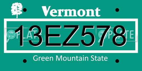 13EZ578 Vermont License Plate