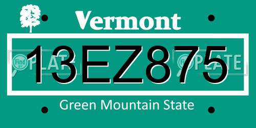 13EZ875 Vermont License Plate