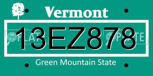 13EZ878 Vermont License Plate