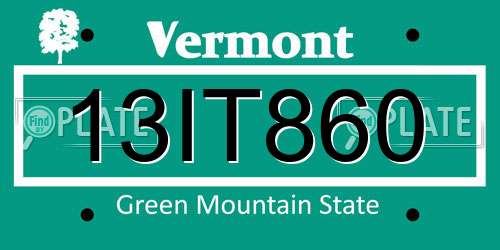 13IT860 Vermont License Plate