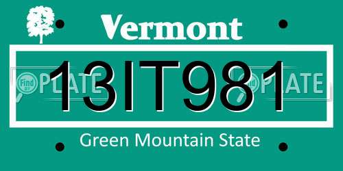 13IT981 Vermont License Plate