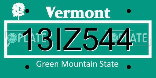 13IZ544 Vermont License Plate