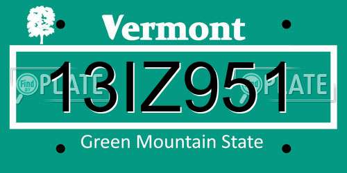 13IZ951 Vermont License Plate