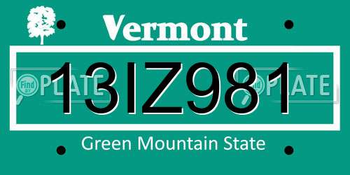 13IZ981 Vermont License Plate