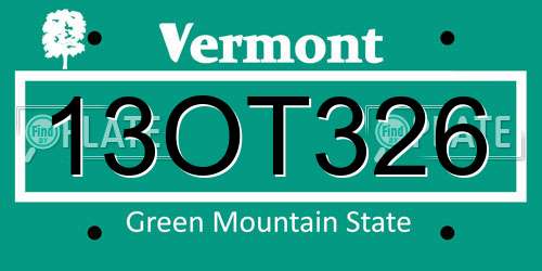 13OT326 Vermont License Plate